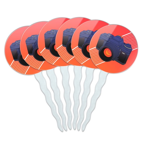 Camera Photography Photographer Cupcake Picks Toppers Decoration Set of 6