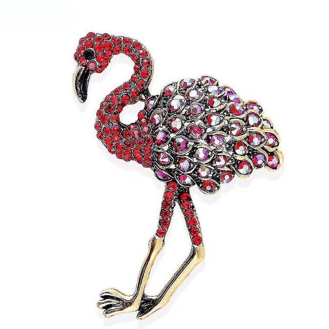 Broche de aleación pintada con esmalte de avestruz de flamenco rojo para mujer Afortunado Sencillez