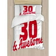 thumbnail image 3 of 30th Birthday Duvet Cover Set, 30 and Words Milestone Anniversary Theme, Decorative 3 Piece Bedding Set with 2 Pillow Shams, Queen Size, Red Black and White, by Ambesonne, 3 of 3
