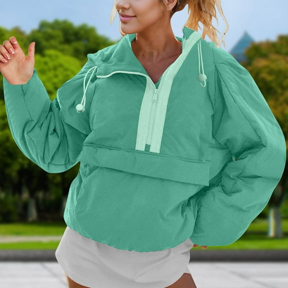 FDGIU Women's Lightweight Hooded Fleece Jacket - Zip Up Winter Coat with Pockets, Warm Fuzzy Lined Outerwear, Casual Fall Winter Jacket