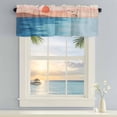 thumbnail image 4 of Valances for Windows Abstract Sunset Mountain Art Rod Pocket Short Curtain for Bathroom Living Room Bedroom Seaside Beach Blue Sea Wave Artwork 1 Panel 54x18in, 4 of 9