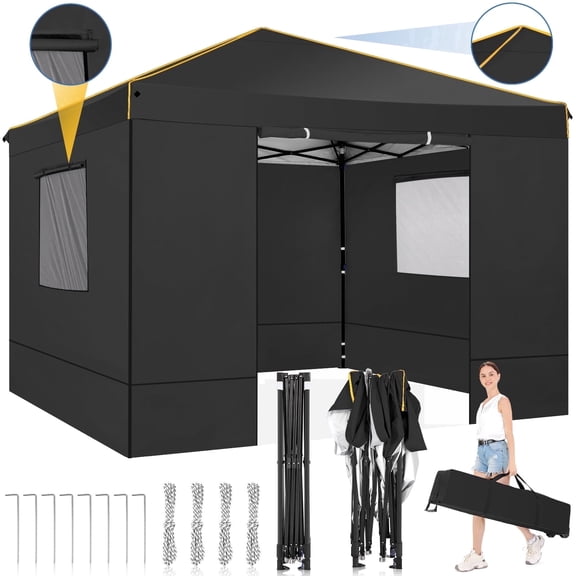 HOTEEL Pop up Canopy Tent 10x10 Instant Canopy with 4 Sidewalls & Carry Bag,Portable Canopy Tent for Parties Beach Camping Party Event Shelter Sun Shade