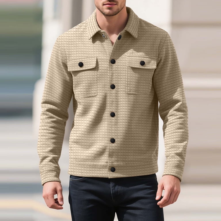 KeShDi Mens Jacket Mens Jackets Men Casual Fashion Button Cardigan 