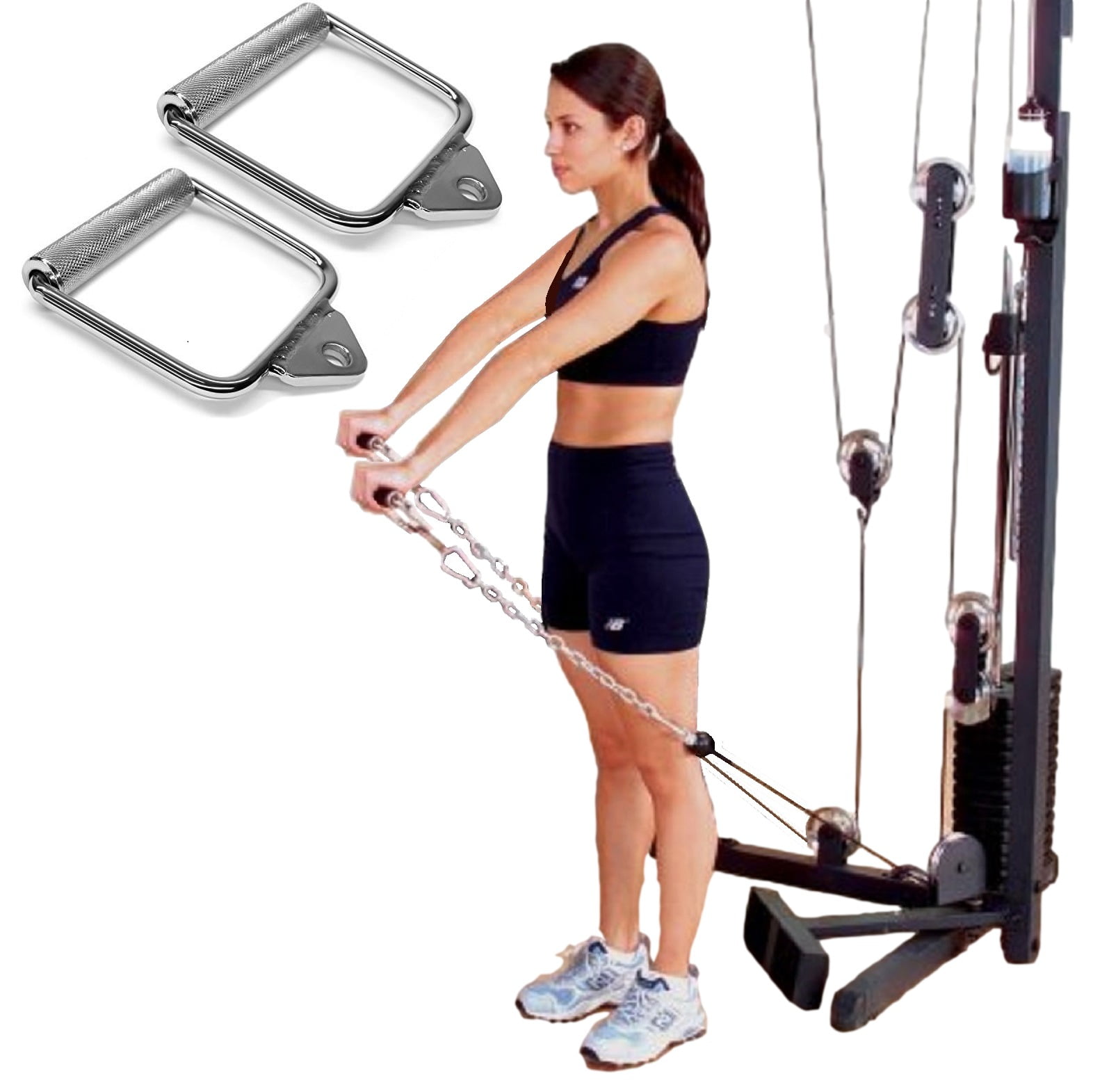 Pull Down Grip D Handle Gym Fitness Workout Pulley Cable Machine LAT Attachment 