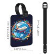 thumbnail image 3 of WIRESTER 2pcs Set PU Leather Luggage Tags Privacy Label Flap for Travel Suitcase Baggage - Colorful Little Airplane, 3 of 7