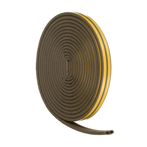 33 Ft Weather Stripping Seal Strip for Doors/Window, 1/4 Inch x 3/8 Inch D Type Foam Sealing Tape Brown