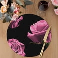 thumbnail image 3 of Pink Rose Round 13 Inch Placemats Set of 4, Vintage Abstract Garden Flower Floral Black HeatResistant Non Slip Place Mats for Dining Table, Wipeable Braided Kitchen Table Mats for Housewarming, 3 of 9
