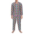 thumbnail image 3 of Honeii Colorful Alpaca Pattern Mens Pajamas Set,2pcs Men's Lounge Long Sleeve Sleep Shirt and Pajama Bottoms Sleepwear Set,Mens Pjs Sets-X-Large, 3 of 7
