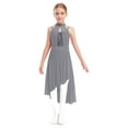 thumbnail image 4 of Aislor Sheer Mesh Skirted Leotard for Girls Asymmetrical Lyrical Dance Dress Ballerina Outfit Sequin Bodice Grey 12, 4 of 6