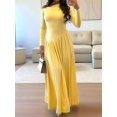 thumbnail image 6 of Women'S Fall Long Sleeve Wedding Guest Dresses One Shoulder Elegant Formal Pleated Midi Maxi Dress Yellow XL, 6 of 7
