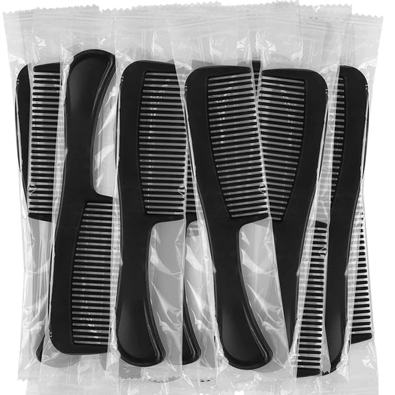 30/60/100 Packs Bulk Hair Combs - Individually Wrapped for Women, Hotel, Shelter, Nursing Home, Charity, and Church (Black)