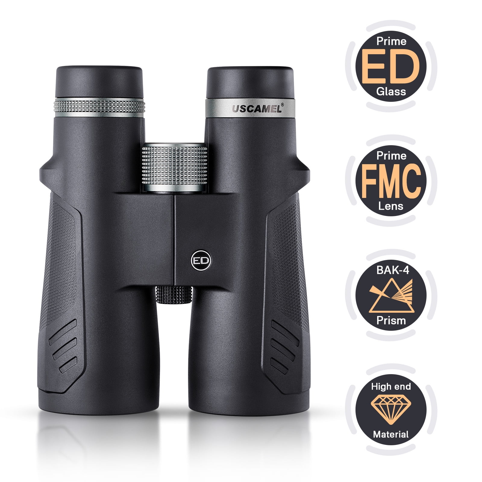 USCAMEL 12x50 ED Binoculars for Adults, Pro Binoculars Roof BAK4 Prism FMC ED Glass Waterproof Fog-proof, w/Gift Box, Binoculars for Bird Watching, Hunting, Black