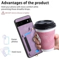 thumbnail image 5 of Phone Case for Google Pixel 6A 5G 2022 Wallet Cover with Tempered Glass Screen Protector and Wrist Strap Lanyard RFID Credit Card Holder Ring Stand Cell Accessories Pixel6A A6 Women Men Purple, 5 of 12