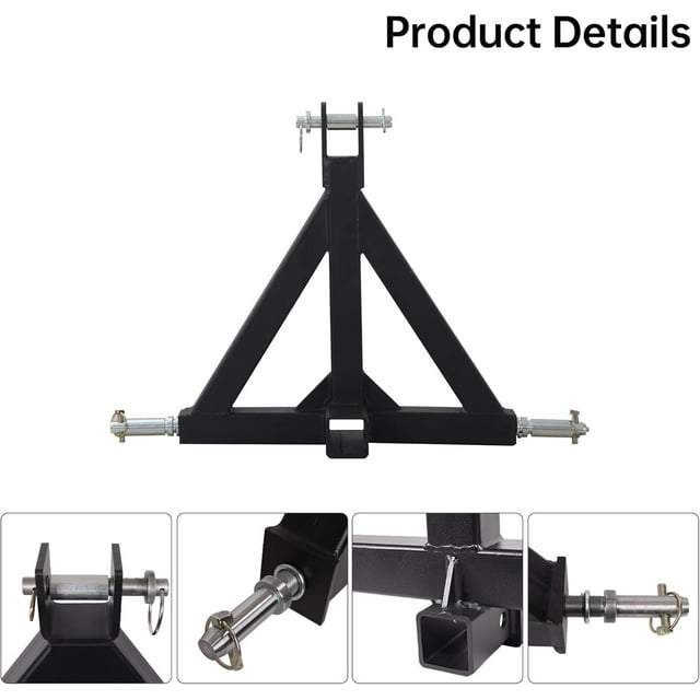BeesClover Heavy Duty 3 Point Tractor Drawbar 2" Stabilized Steel Tow Hitch Receiver for Trailers & Implements Quick Hitch Drawbar Adapter for Farming and Hauling