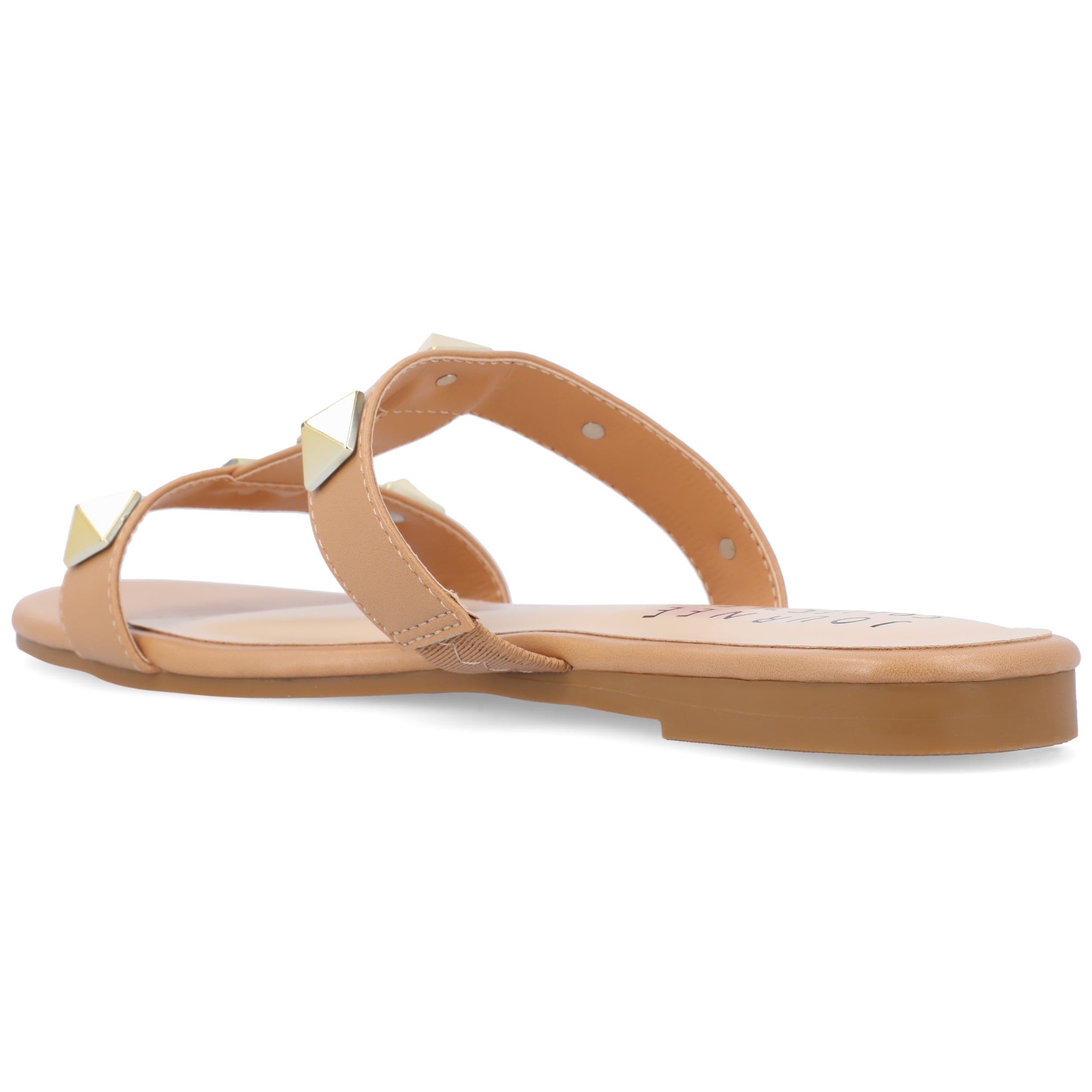 Journee Womens Kendall Studded Slide Flat Sandals