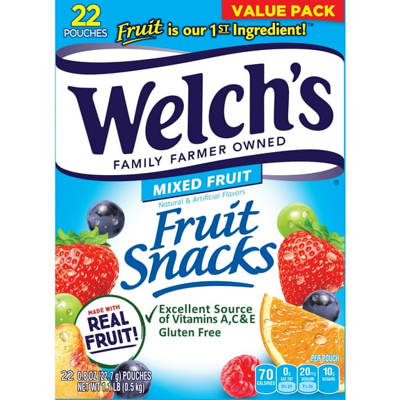 3 Pack of Welch's Mixed Fruit Snacks - 22 ct (Packaging Varies)