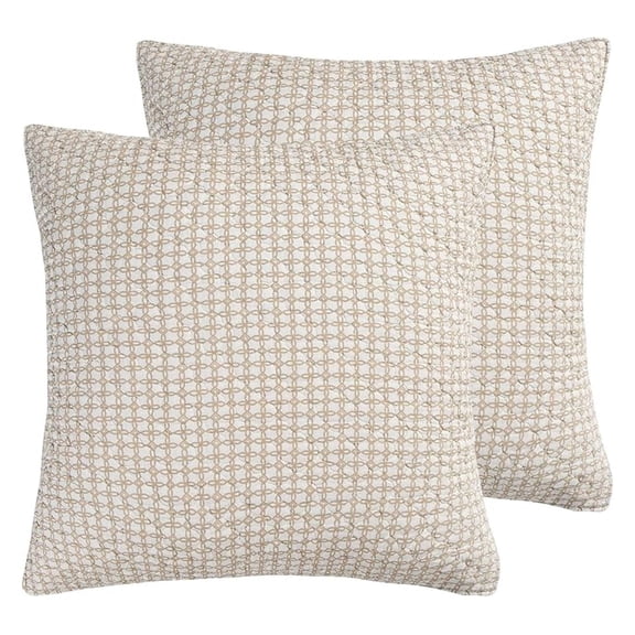 - Angelica - Euro Sham Set of Two - (26x26in.), No Insert -Sophisticated Lattice Pattern - Taupe