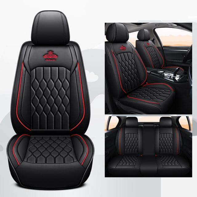 Maidao Car Seat Covers Leather Full Set for Mazda for CX-7 2006-2012 5 Seats Leather Compatible Airbag Waterproof Soft Front Rear Cushion Protector Black