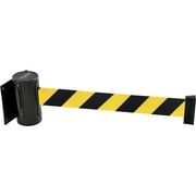 Global Industrial Wall Mount Retractable Belt Barrier Black Case W/7-1/2' Black/