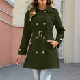 thumbnail image 7 of Trench Coat for Women Mid-length Hooded Double Breasted Dressy Casual Pea Coat Belted Fall Jacket with Pockets (XL, Green), 7 of 7