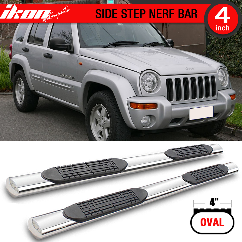 Ikon Motorsports Running Boards for 0207 Jeep Liberty KJ 4 Inch