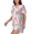 thumbnail image 2 of Fotbe Tropical Corals Seahorse Print Pajama Set for Women 2 Piece Loungewear Short Sleeve Tops and Shorts Set Soft Sleepwear-3X-Large, 2 of 7