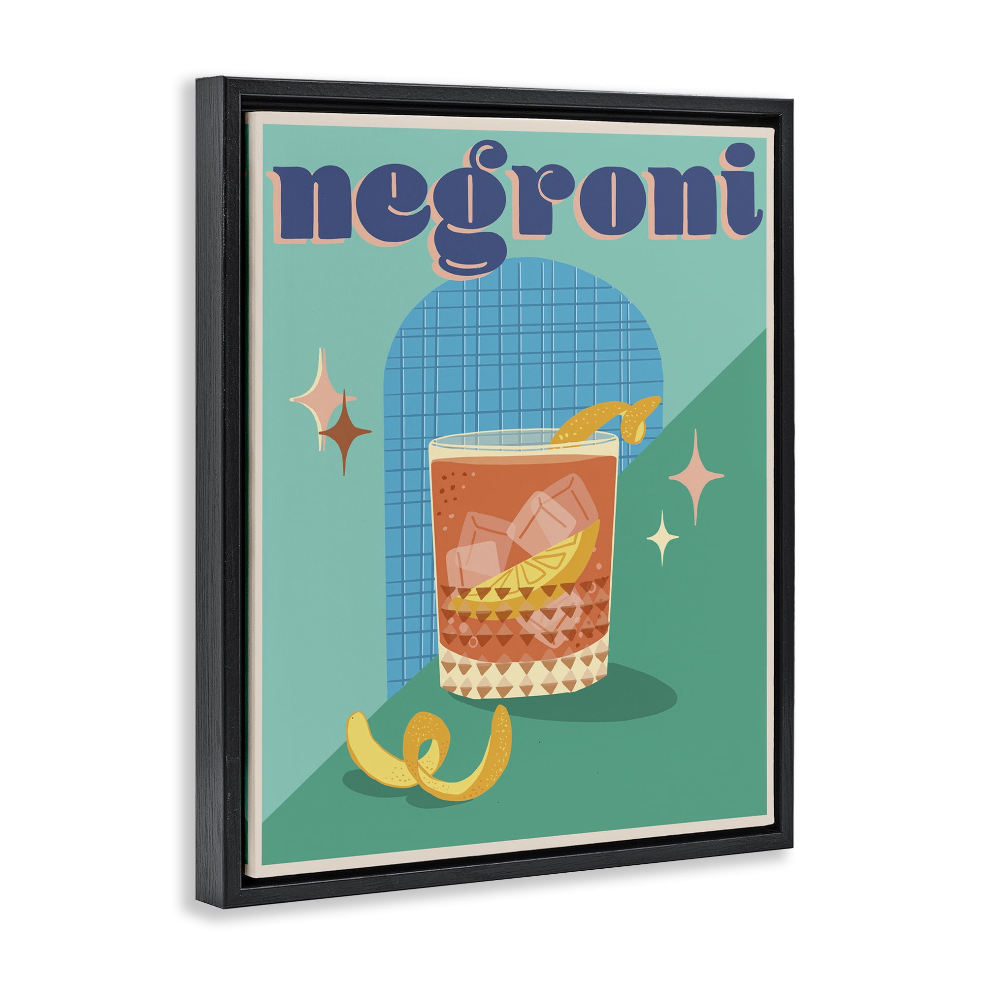 Stupell Industries Classic Retro Negroni Food & Beverage Painting Black Floater Framed Canvas Art Print Wall Art, 25 x 31
