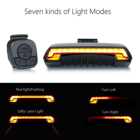 Bicycle Rear Light MTB Bike Remote Wireless Light Turn Signal LED Lamp USB Chargeable Cycling Tail