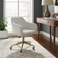 thumbnail image 2 of Linon Lyla Gold Metal Base Fully Padded Office Chair with Wheels in Off White, 2 of 13