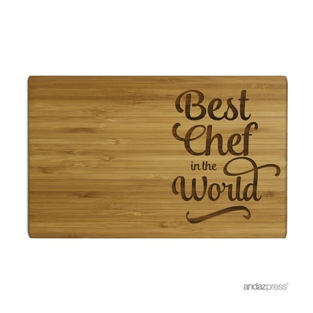 Andaz Press Laser Engraved Small Bamboo Wood Cutting Board, 9.5 x 6-inch, Best Chef in the World,