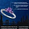 thumbnail image 2 of Gem Stone King 14K White Gold Purple Amethyst 3-Stone Engagement Ring for Women | 0.95 Cttw | Oval 7X5MM and Round 3MM | Gemstone February Birthstone (Size 6), 2 of 6