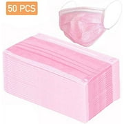 MCSIMON 50 Disposable Pink Face Masks , 3-ply Breathable Masks, Elastic Ear Loop Filter Mask