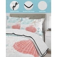 thumbnail image 4 of Quilts Full Size Bedding Set, Teal Red Coastal Nautical Lightweight Quilted Comforter, Beach Sea Turtle Ocean Coral Starfish Soft Bedspread Coverlet with Pillow Covers for All Season, 78" x 90", 4 of 7