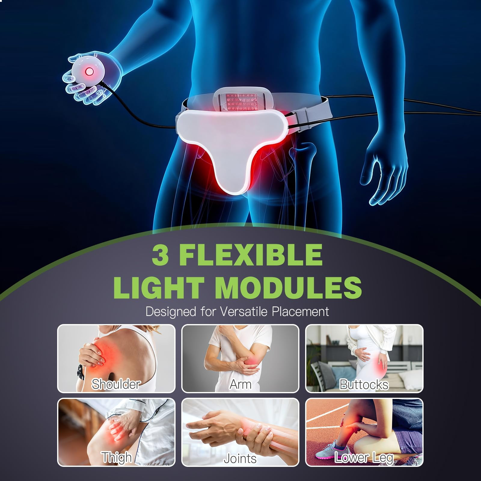 iKeener Red Light Therapy for Men, Red Light and Blue Light Wellness Belt for Body, Wearable Light Therapy Device for Daily Comfort, Post-Workout Relaxation