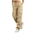 thumbnail image 2 of SeekIslan Women's Cargo Pants with Pockets Baggy Joggers High Waist Pants for Casual Streetwear, 2 of 9