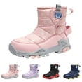 thumbnail image 4 of XXWXYD Toddler Boots Girl Boys Snow Boots Outdoor Warm Comfortable Non Slip Mid Calf Padded Small Big Kids Winter Shoes for Simple Casual Breathable Shoe(8-9 Years,Pink), 4 of 9