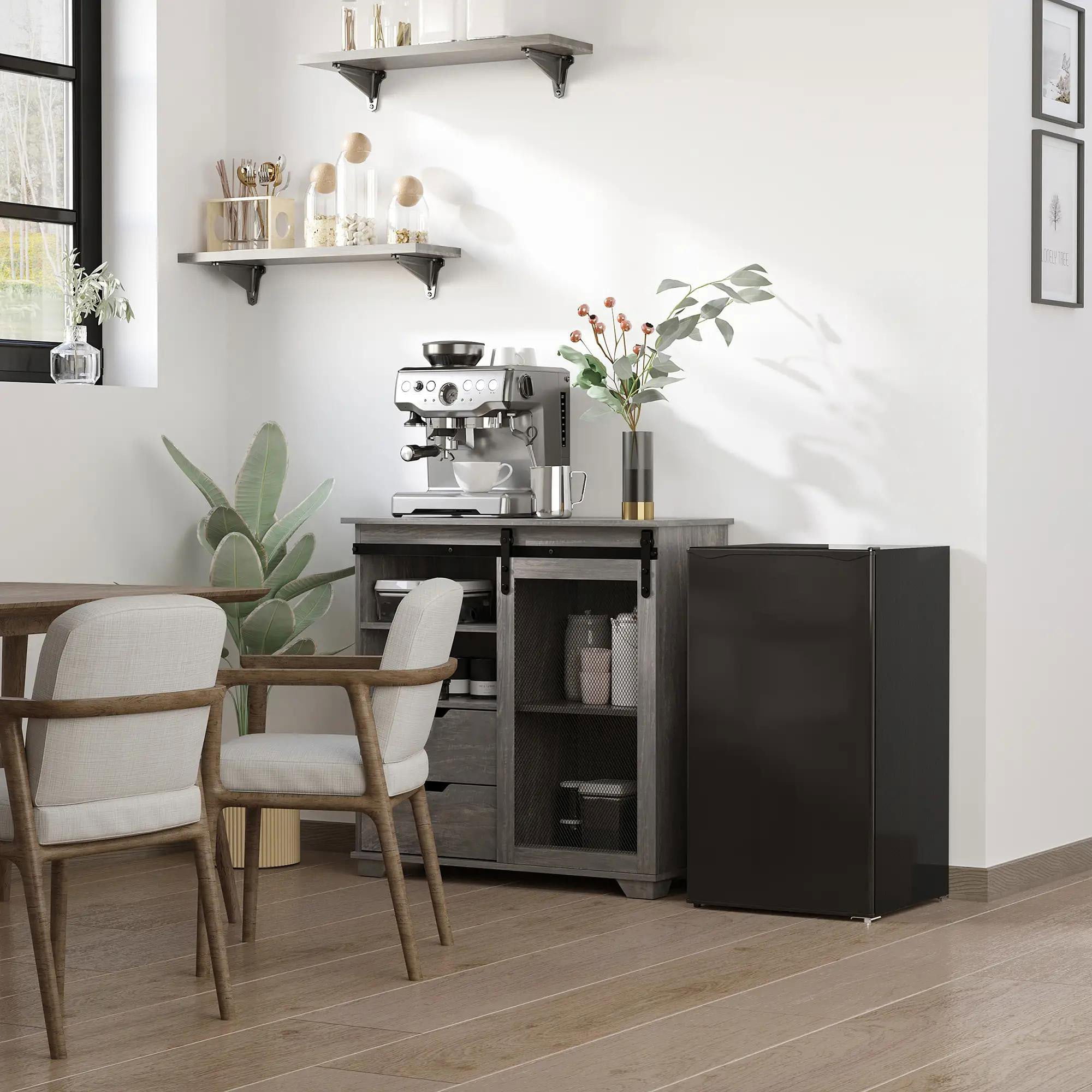 Resenkos 3.2 Cu.Ft Mini Fridge with Freezer, Dorm, Home Office, Energy Efficient, Black