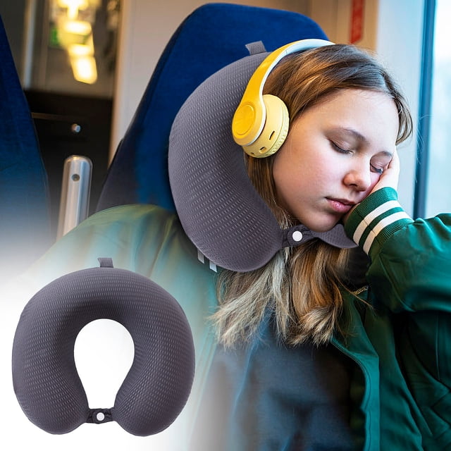 Fiudx Almohada Cervical Vertebrae, Almohada de Viaje Curvatura, Almohada Ligera para La Siesta, Ideal para Coche, Tren, Avión, Regallo para Adultos y Niños, Cremallera Fácil de Limpiar.