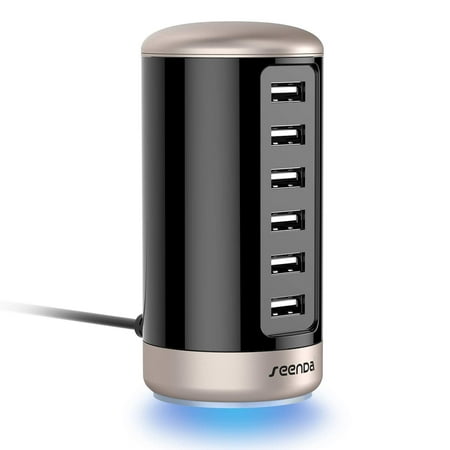 USB Charger, Seenda 6-Port USB Charging Station Multiple Desktop Charger with Smart Identification Technology for iPhone, iPad, Android and Virtually All Other USB Enabled