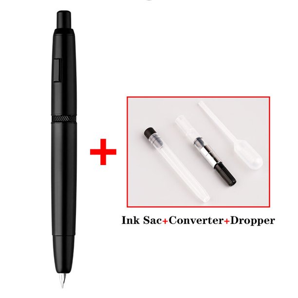 Smoothly-pluma estilográfica retráctil para escribir, bolígrafos de tinta de prensa de Punta extrafina, color negro mate, Retro, MAJOHN A1, 0,4mm