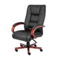 thumbnail image 3 of Kingfisher Lane Leather/Wood High Back Executive Office Chair in Black/Cherry, 3 of 7