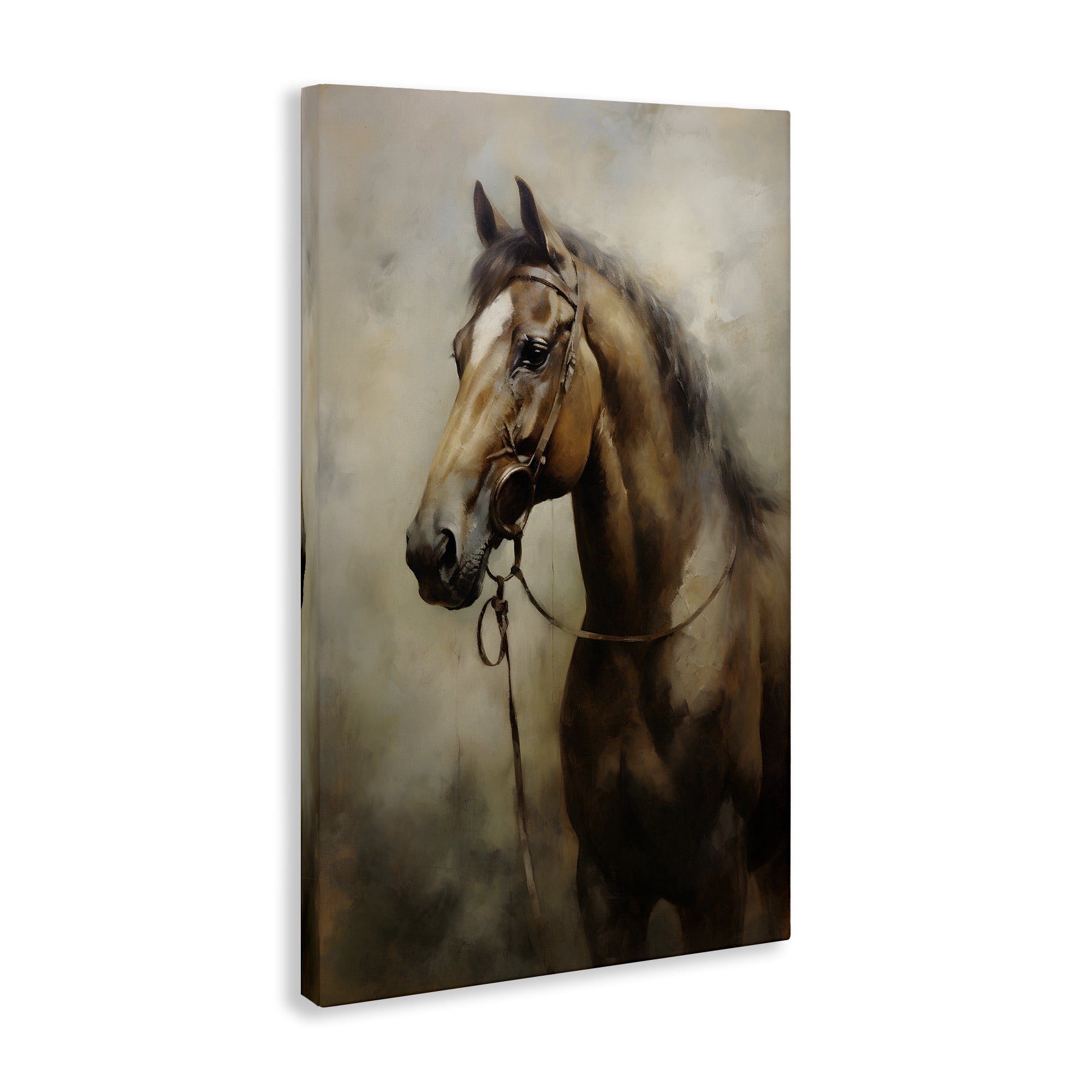 Stupell Industries Brown Horse Portrait Animals & Insects Painting Gallery Wrapped Canvas Art Print Wall Art, 16 x 24
