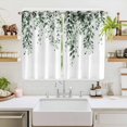 thumbnail image 2 of Green Eucalyptus Kitchen Curtains Window Panels, Weeping Botanical Leaf Watercolor Insulated Window Treatment Curtain, Grommet Curtains for Bedroom/Living Room/Bathroom, 2 Piece 52"Wx72"L, 2 of 8
