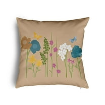 20" x 20" Simply Daisy Little Garden Poly Pillow with Zipper, Taupe Qty 1
