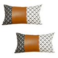 thumbnail image 2 of Mike&Co New York Decorative Vegan Faux Leather Throw Pillows Set of 2 Brown 12x20, 2 of 6