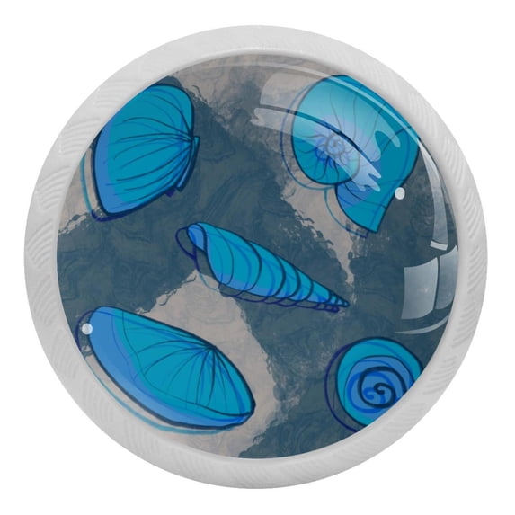 4PCS Round Shell Cabinet Fluorescence Knob Glowing in the Dark Furniture Drawer Pulls Handle with Screws