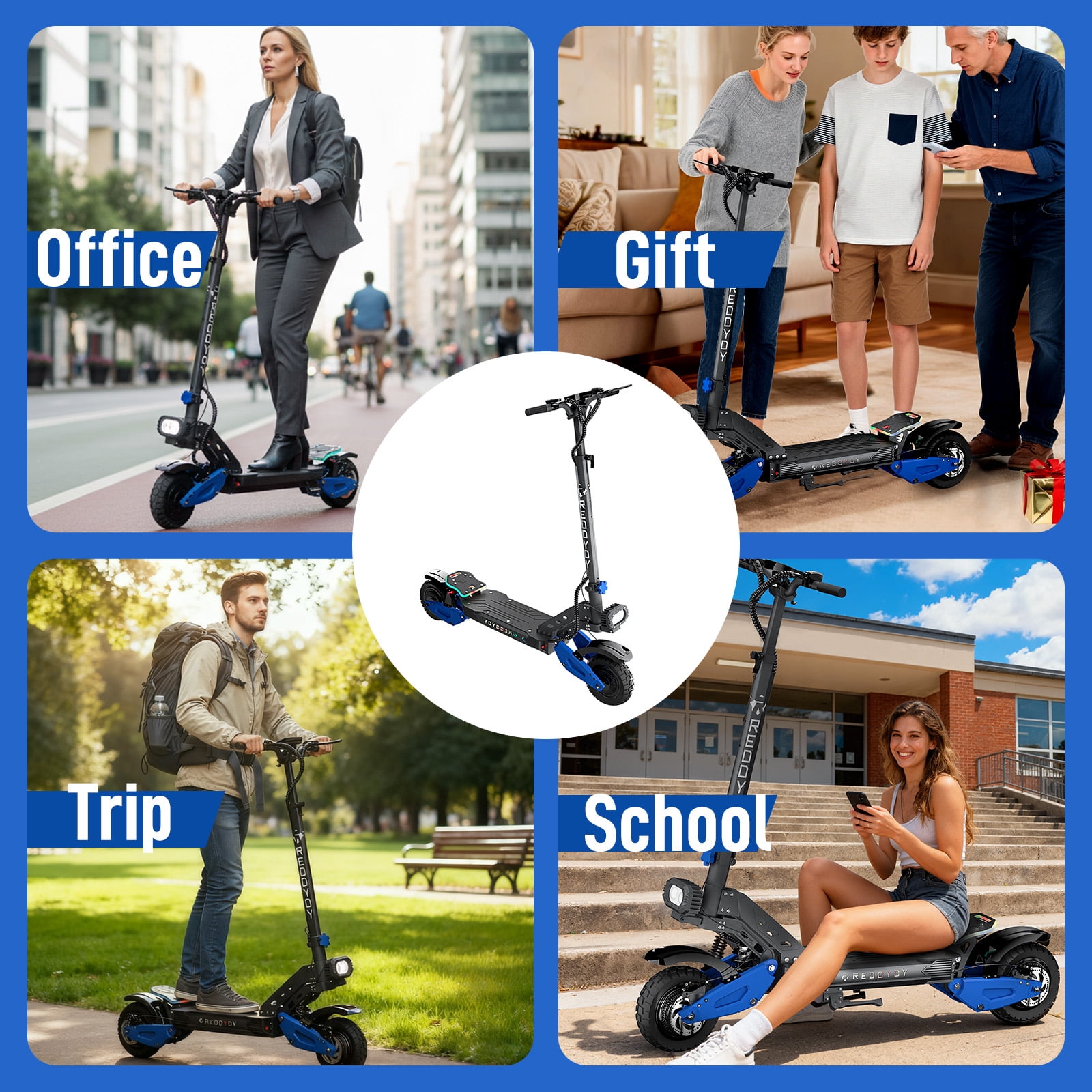 JUN LING Off Road Electric Scooter Adults - 5000W Motor, 50MPH Max Speed, 55Miles Range, 10.5" Tires, Fast E Scooter with App & NFC