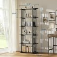 thumbnail image 2 of Memoryfield 6-Tier Industrial Bookshelf, Rustic Wood Bookcase with Metal Frame, Open Storage Display Rack for Living Room Office Bedroom, Black, 2 of 8