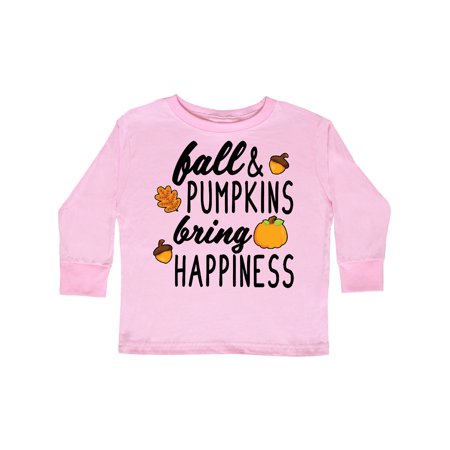 

Inktastic Thanksgiving Fall and Pumpkins Bring Happiness Gift Toddler Boy or Toddler Girl Long Sleeve T-Shirt