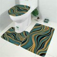 thumbnail image 2 of Teal Gold Marble Pattern Bathroom Rugs Sets 3 Piece,Toilet Cover Set,Absorbent Non Slip Bathroom Mats Sets with U-Shaped Contour Rug Toilet Rug Set, 2 of 5